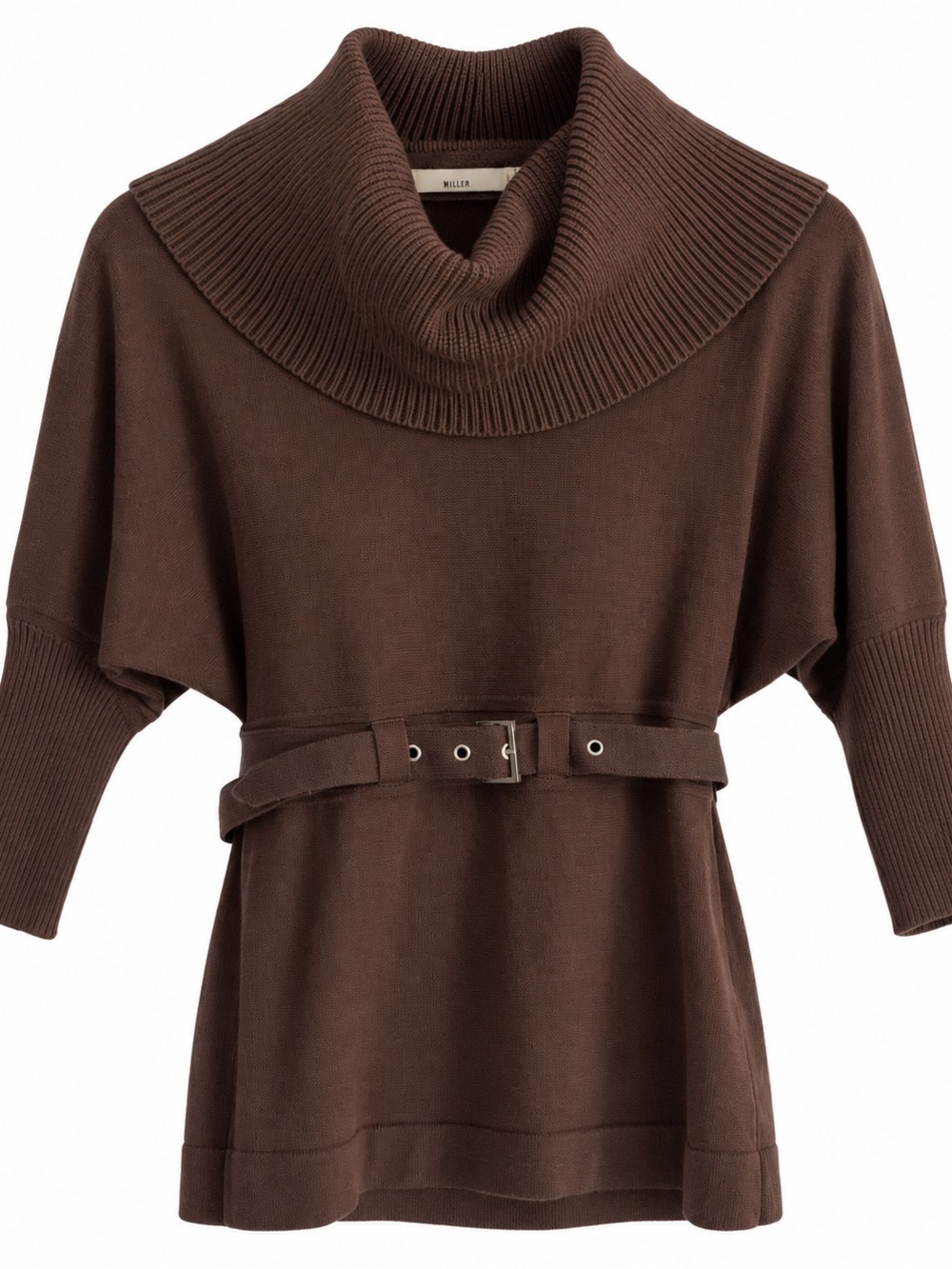 Karen Millen Brown Cowl Neck Belted Sweater